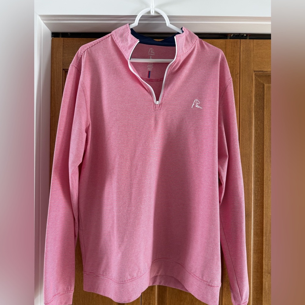 Men’s Rhoback Riva Performance Quarter Zip. Red/White Stripe